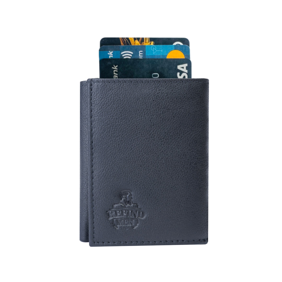 Black Pull Button Pop up Card Holder Wallet