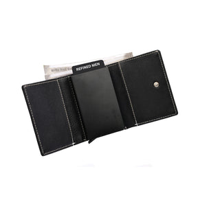 Black Pop-Up Cardholder Wallet With Closing Button